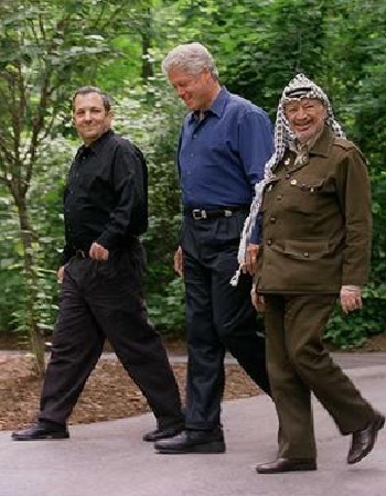 Camp David Talks on a Break as President Bill Clinton, Yasser Arafat and Prime Minister Ehud Barak Stroll the Grounds of the Complex Located Ten Miles North of Frederick, Maryland