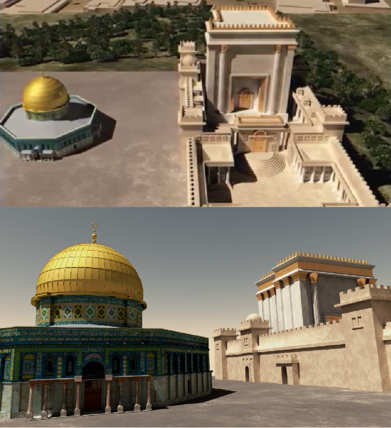Third Temple placed on Temple Mount adjacent to the Dome of the Rock in space that is currently open areas leaving more than sufficient room for tourism and worshippers of all faiths to visit and enjoy every religious building. It will; however, leave far less room for youth to play soccer which many might claim is a good thing.