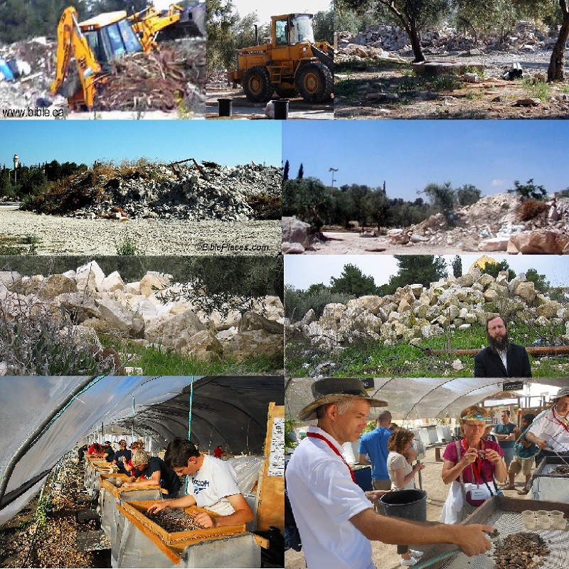 Temple Mount Destructive Arab Waqf Excavation Dumping Site and Reclamation Sifting Inspecting Seeking Remains of Artifacts not Completely Destroyed as Intended