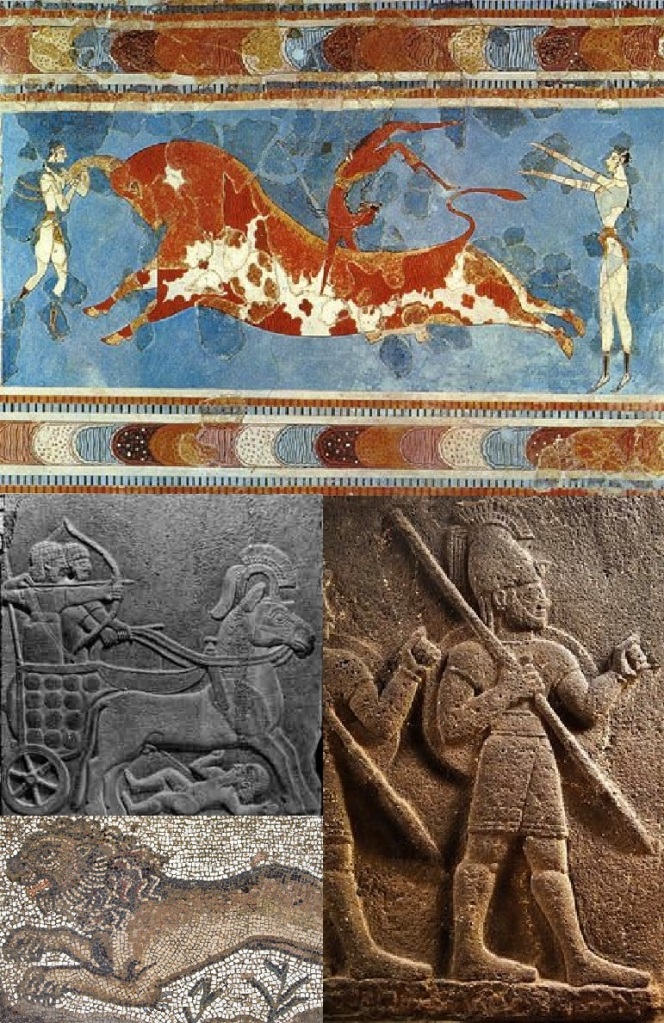 Artwork from Antiquity top Minoan Bull Scene Diddle Depicts Hittite War Chariot and Infantry Judean Lion from comparable Israelite Period