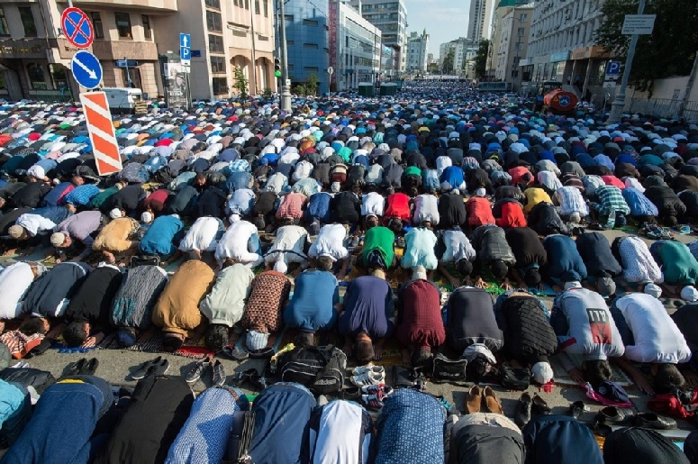 Muslim Prayer Session Blocking Street in Paris