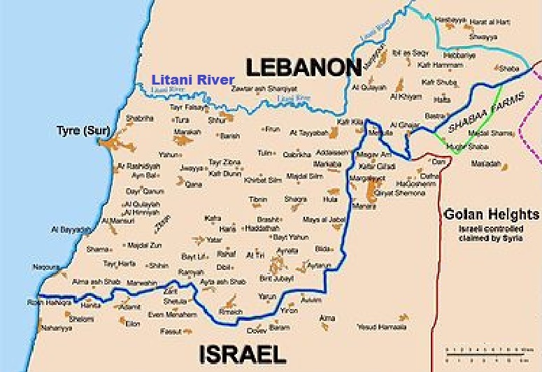 Southern Lebanon South of Litani River to the Israel Border