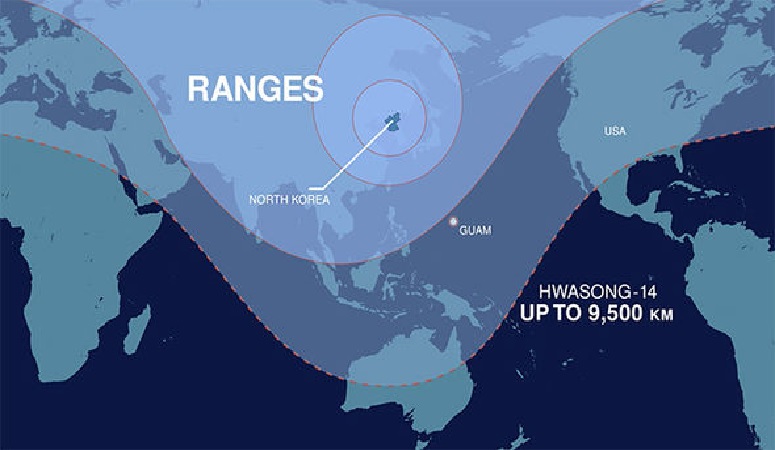 Hwasong-14 ICBM Estimated Range