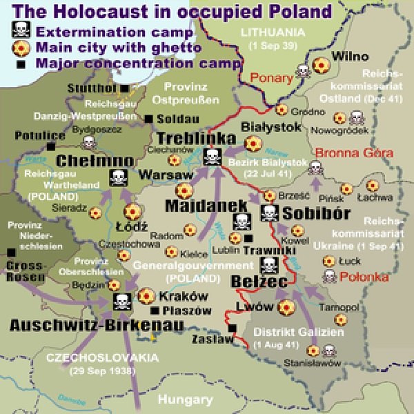 German Exterminations and Work Concentration Camps Located in Poland