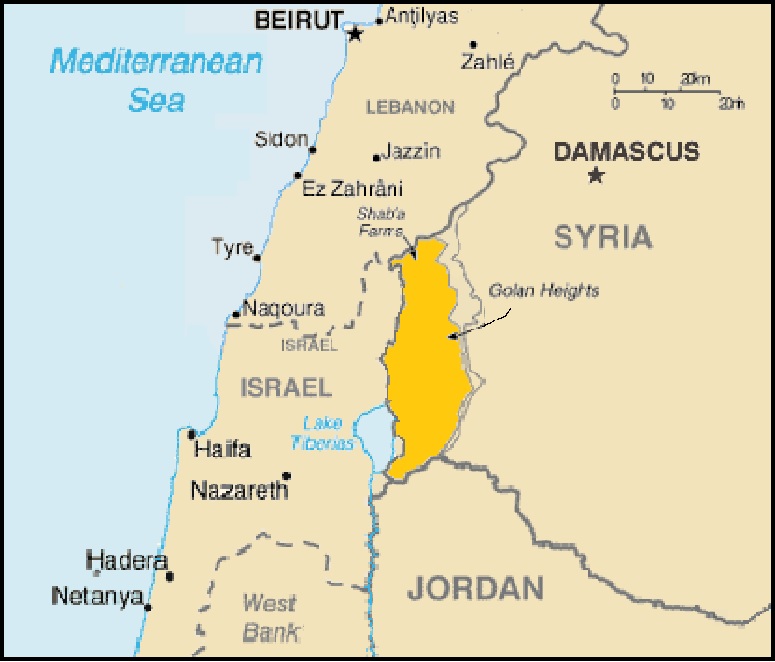 Israel Syrian Border with Golan Heights and Damascus